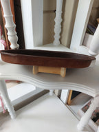 Oval Catch-All Tray handmade with Brown Kangaroo leather, created using the wet-forming technique. Stamped with the Albannach Crafts logo.