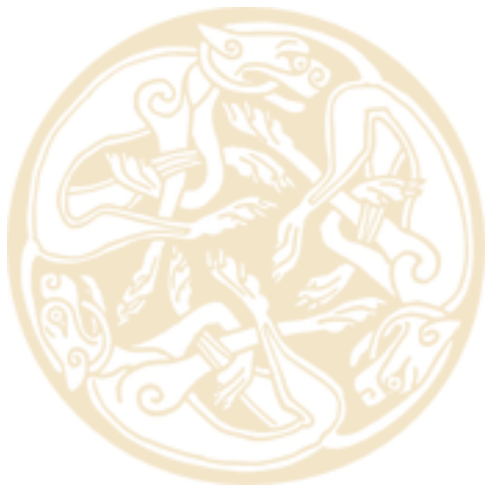 The Albannach Crafts logo in cream, featuring a Gaelic design of 3 dogs running within a circle.