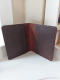 Inside view of the Kangaroo Hide Card Case made with a rich brown vegetable-tanned leather.