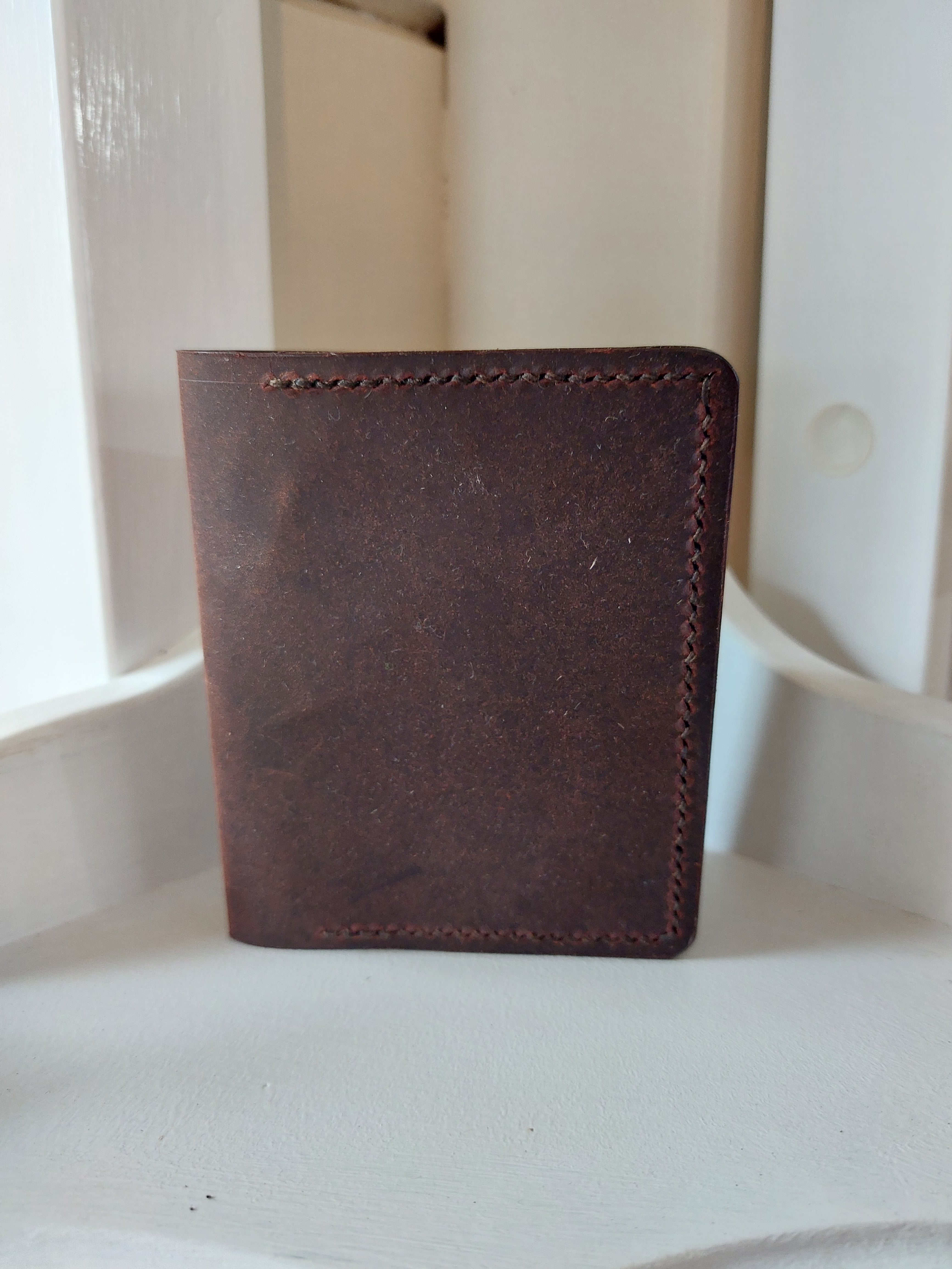 Kangaroo Hide Card Case made with a rich brown vegetable-tanned leather.