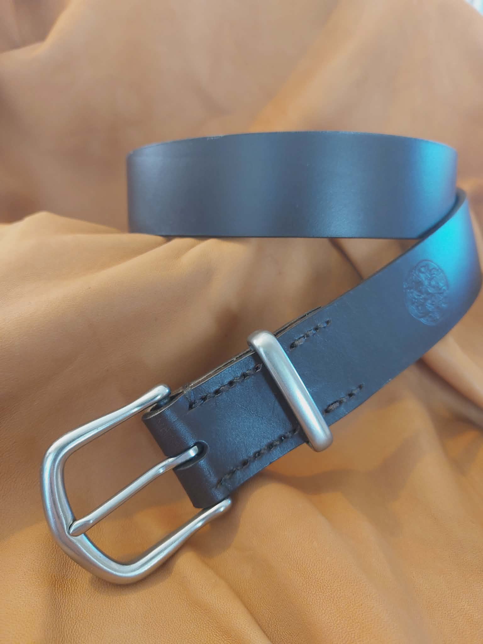 Dark Brown Full Grain Leather Belt - Silver Heel Buckle
