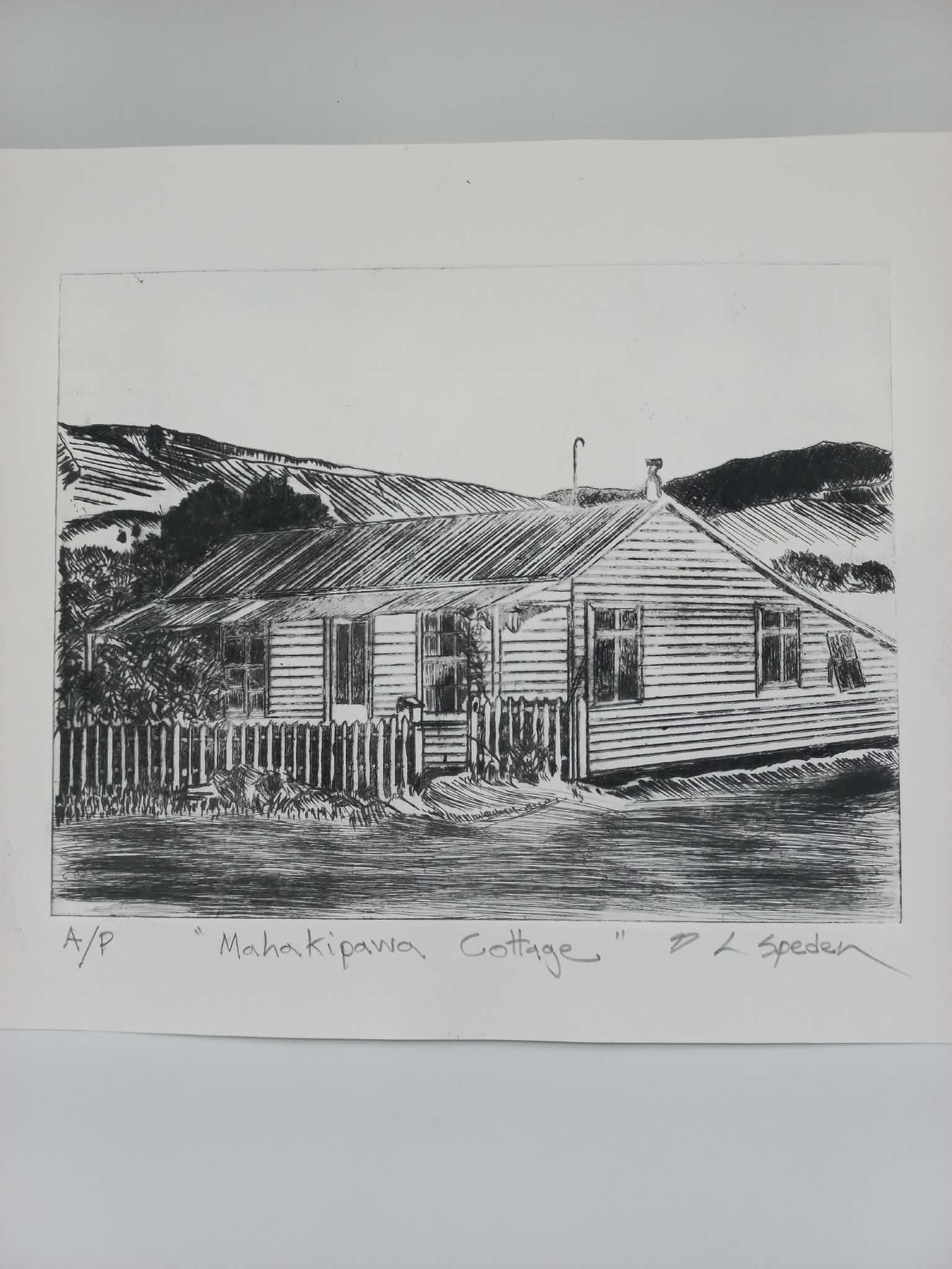 'Mahakipawa Cottage' Intaglio Dry Point print