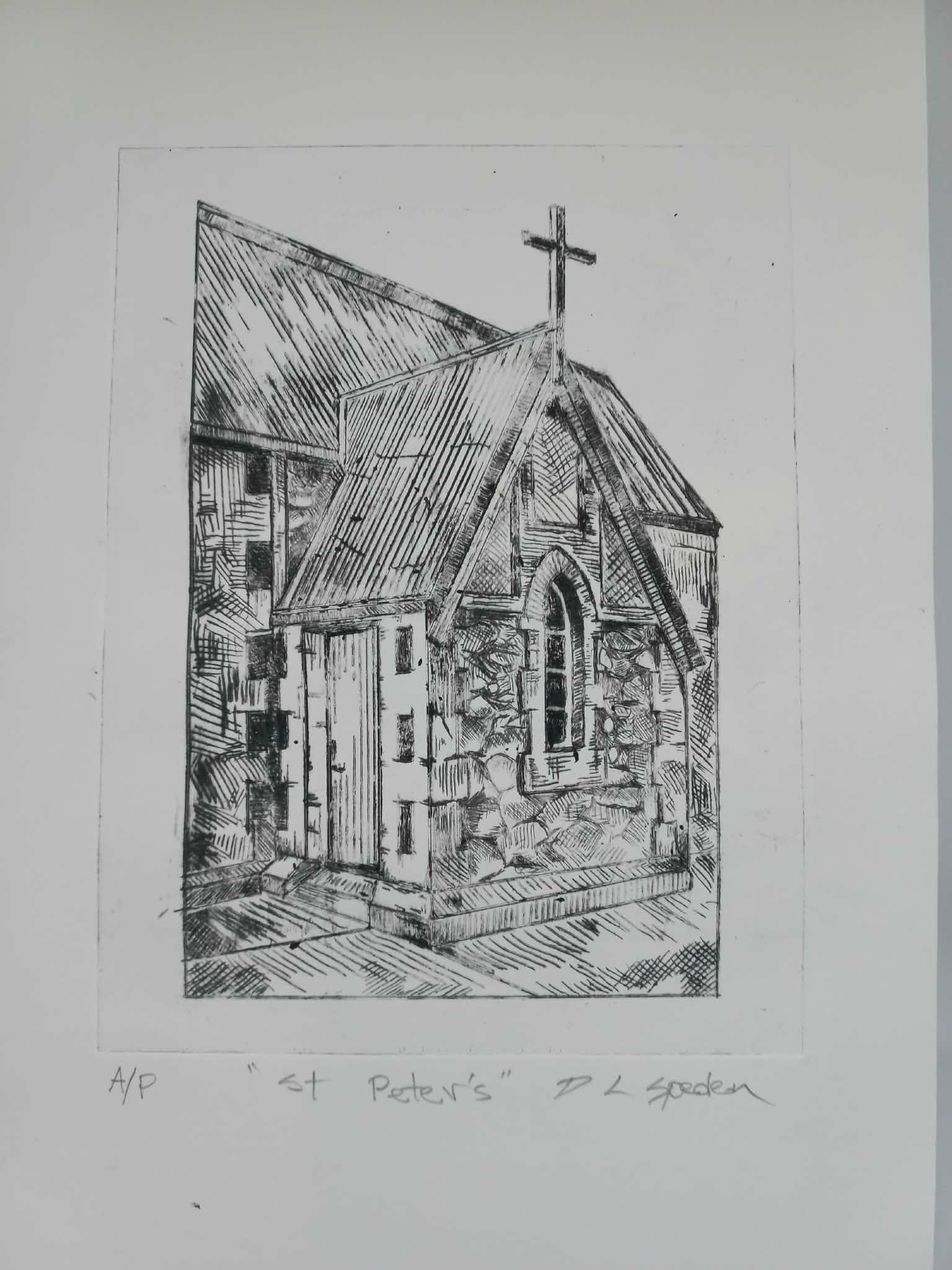 'St Peters' Intaglio Dry Point print