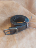 Dark Brown Full Grain Leather Belt - Antique Brass Full Buckle