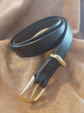 Brown Full Grain Leather Belt - Brass Heel buckle