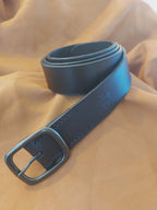 Dark Brown Full Grain Leather Belt - Antique Brass Full Buckle
