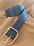 Brown Full Grain Leather Belt - Brass Centre Bar Buckle