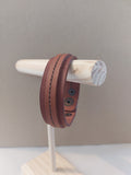 Tan Raised Leather Stitched Bracelet made with light brown tan leather.
